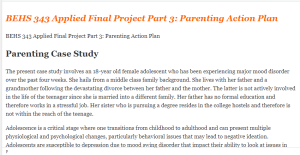 BEHS 343 Applied Final Project Part 3 Parenting Action Plan
