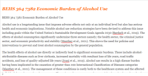BEHS 364 7382 Economic Burden of Alcohol Use