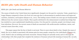 BEHS 380 7380 Death and Human Behavior