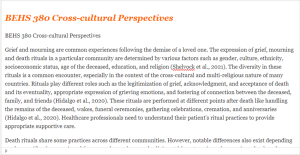 BEHS 380 Cross-cultural Perspectives