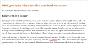 BIOL 301 6382 Why shouldn't you drink seawater