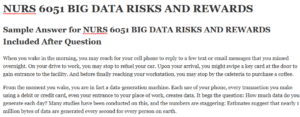 NURS 6051 BIG DATA RISKS AND REWARDS