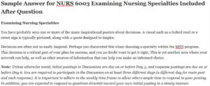 NURS 6003 Examining Nursing Specialties
