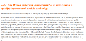 DNP 801 Which criterion is most helpful in identifying a qualifying research article and why