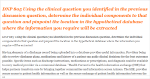 DNP 805 Using the clinical question you identified in the previous discussion question