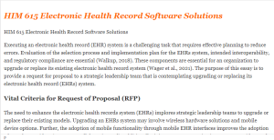 HIM 615 Electronic Health Record Software Solutions