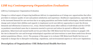 LDR 615 Contemporary Organization Evaluation