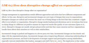 LDR 615 How does disruptive change affect an organization