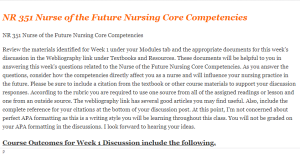 NR 351 Nurse of the Future Nursing Core Competencies