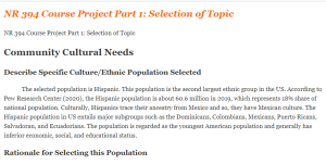 NR 394 Course Project Part 1 Selection of Topic