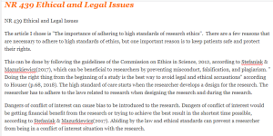 NR 439 Ethical and Legal Issues
