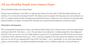 NR 503 Healthy People 2020 Impact Paper