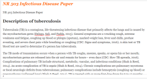 NR 503 Infectious Disease Paper