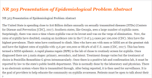 NR 503 Presentation of Epidemiological Problem Abstract