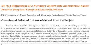 NR 505 Refinement of a Nursing Concern into an Evidence-based Practice Proposal Using the Research Process