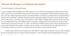 NR 506 Challenges in Lobbying Strategies