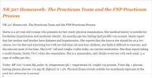 NR 507 Homework- The Practicum Team and the FNP Practicum Process