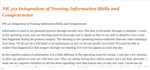 NR 512 Integration of Nursing Informatics Skills and Competencies