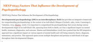 NRNP 6635 Factors That Influence the Development of Psychopathology