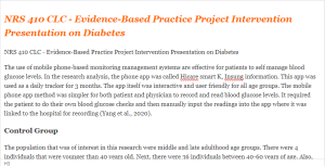 NRS 410 CLC - Evidence-Based Practice Project Intervention Presentation on Diabetes