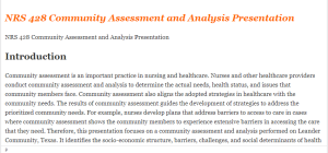 NRS 428 Community Assessment and Analysis Presentation