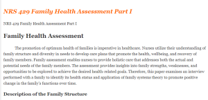 NRS 429 Family Health Assessment Part I
