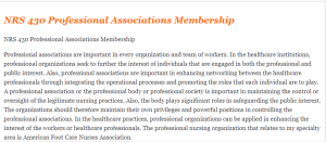 NRS 430 Professional Associations Membership