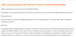 NRS 434 Summary of Current Course Content Knowledge