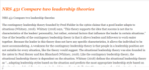 NRS 451 Compare two leadership theories