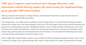 NRS 493 Compare and contrast two change theories, and determine which theory makes the most sense for implementing your specific EBP intervention