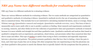 NRS 493 Name two different methods for evaluating evidence