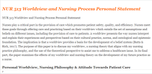 NUR 513 Worldview and Nursing Process Personal Statement