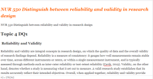 NUR 550 Distinguish between reliability and validity in research design