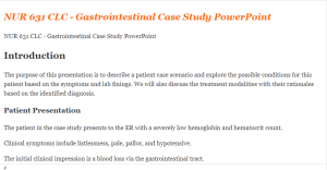 NUR 631 CLC - Gastrointestinal Case Study PowerPoint