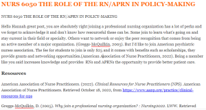 NURS 6050 THE ROLE OF THE RN APRN IN POLICY-MAKING