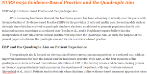 NURS 6052 Evidence-Based Practice and the Quadruple Aim