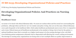NURS 6053 Developing Organizational Policies and Practices