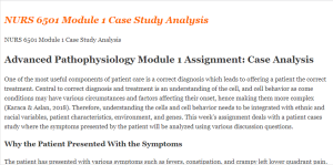 NURS 6501 Module 1 Case Study Analysis
