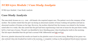 NURS 6501 Module 7 Case Study Analysis