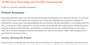NURS 6512 Diversity and Health Assessments