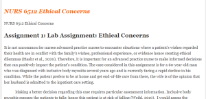 NURS 6512 Ethical Concerns