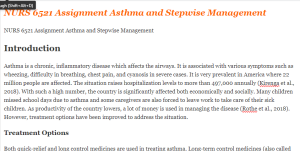 NURS 6521 Assignment Asthma and Stepwise Management