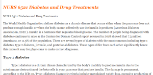 NURS 6521 Diabetes and Drug Treatments