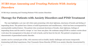 NURS 6630 Assessing and Treating Patients With Anxiety Disorders