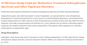 NURS 6630 Study Guide for Medication Treatment Schizophrenia Spectrum and Other Psychosis Disorders
