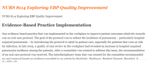 NURS 8114 Exploring EBP Quality Improvement