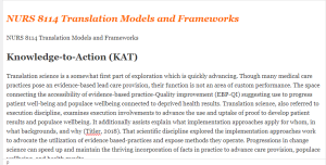NURS 8114 Translation Models and Frameworks