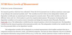 NURS 8201 Levels of Measurement