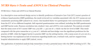 NURS 8201 t-Tests and ANOVA in Clinical Practice