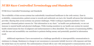 NURS 8210 Controlled Terminology and Standards